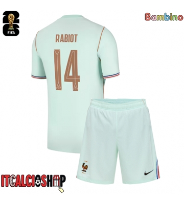 Francia Adrien Rabiot #14 Seconda Maglia Bambino Mondiali 2026 Manica Corta (+ Pantaloni corti)